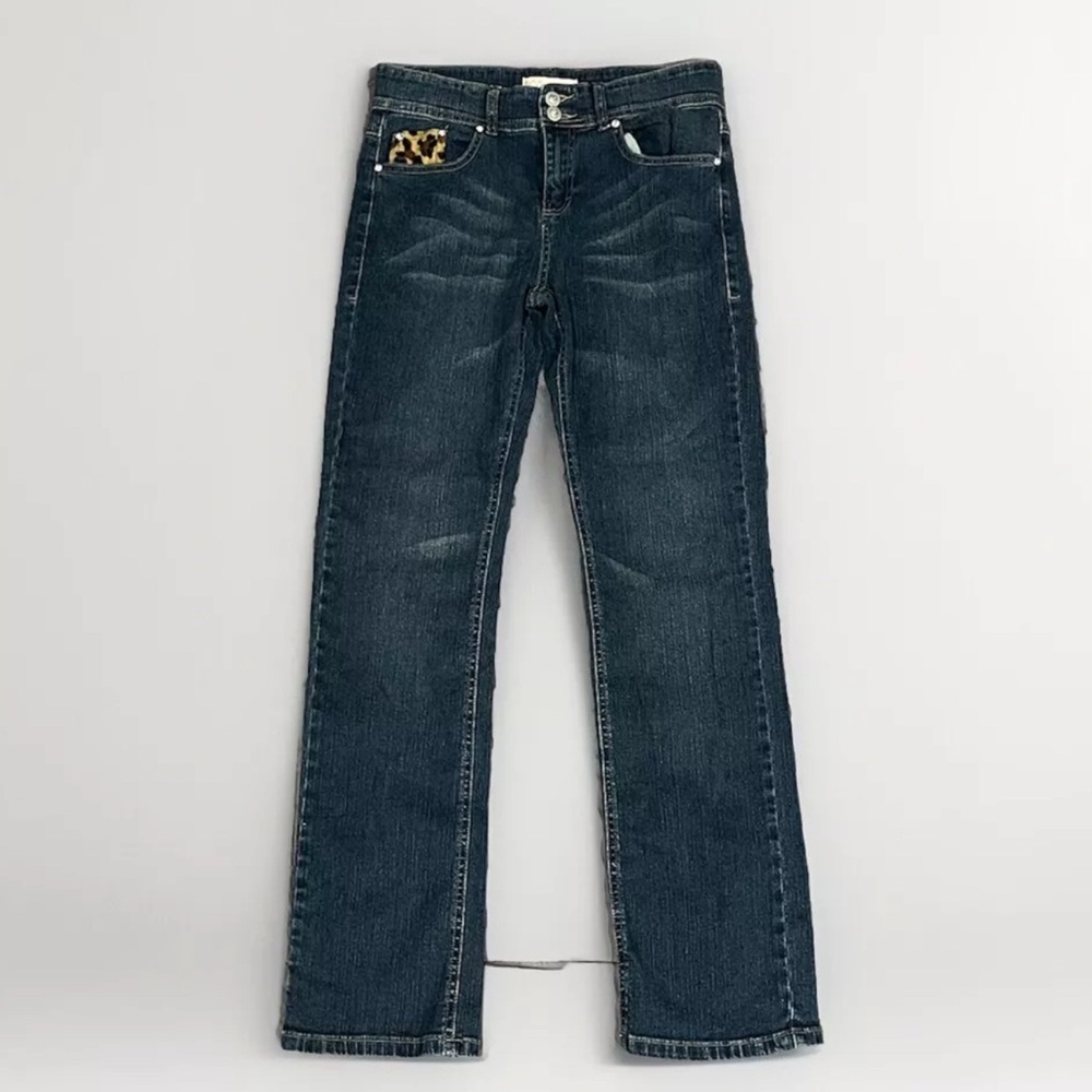Leopard Pocket Women's Juniors Vanilla Star Jeans Denim Size 5 Distressed